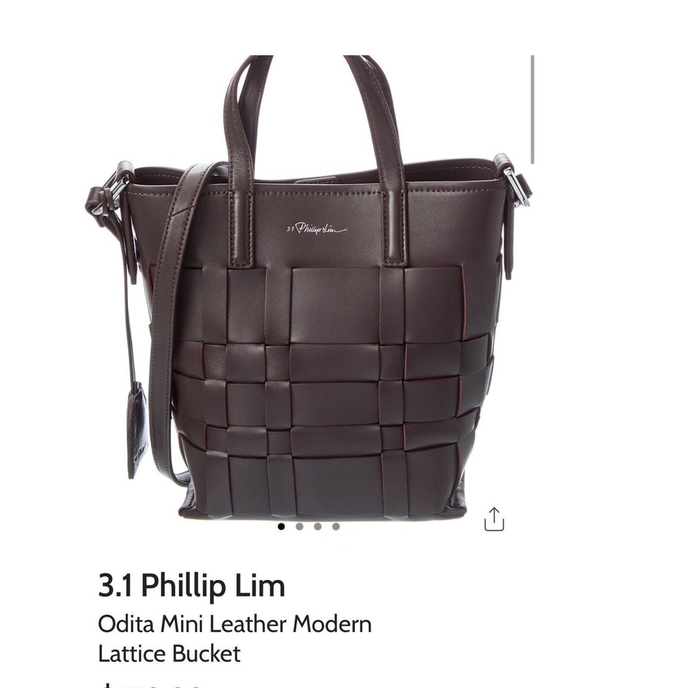 3.1 Phillip Lim Chocolate Leather Mini Modern Lattice Bucket Bag with Pouch - Picture 2 of 14